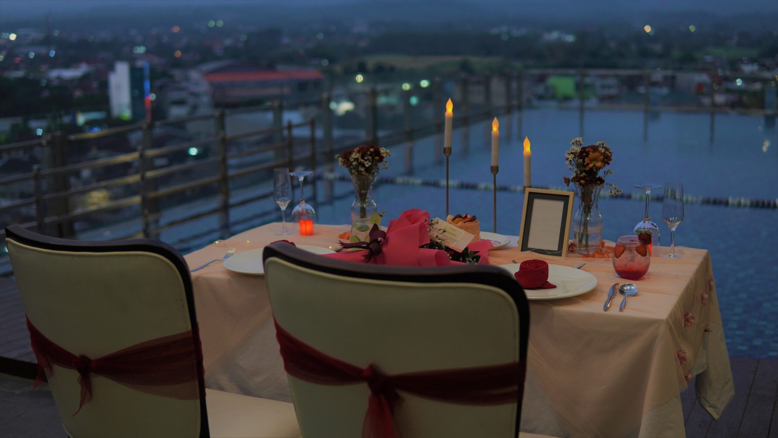 Romantic Dinner at Sky Lounge area of Java Lotus Hotel Jember, the best hotel in Jember, East Java, Indonesia